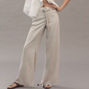 Levi’s top rated linen blend NWT Sz XL tie waist front zip high rise pants 31x31